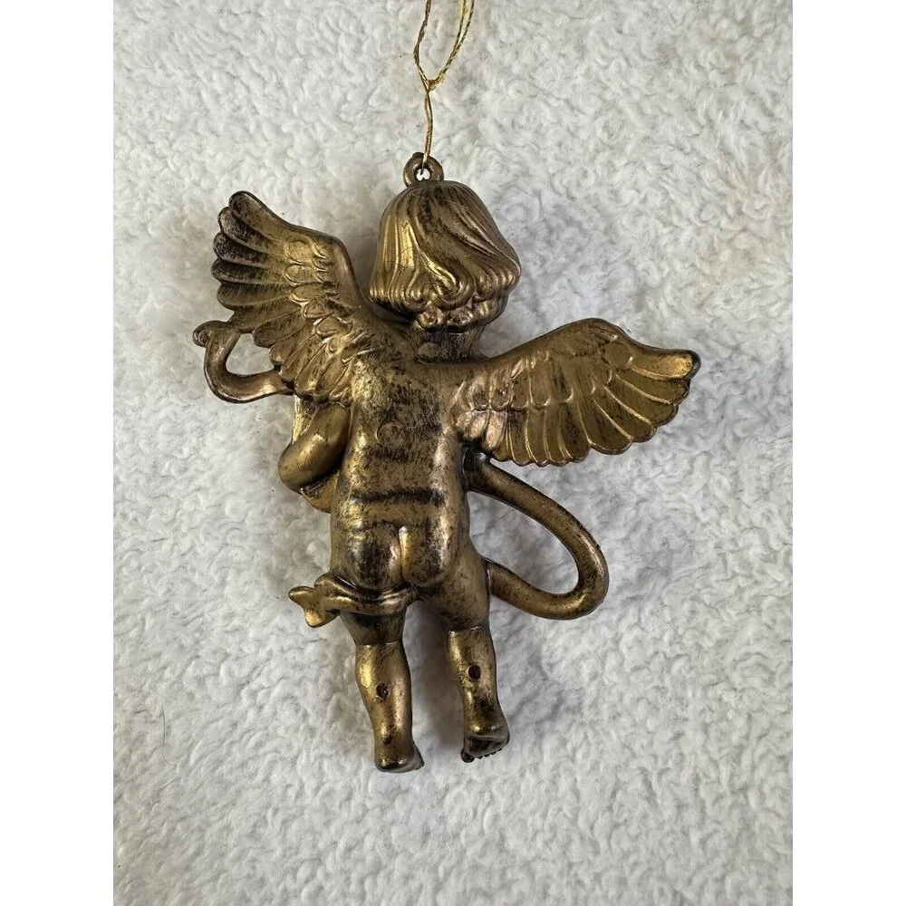 Angel or Cherub Gold Christmas Ornament Vintage‎ Xmas
